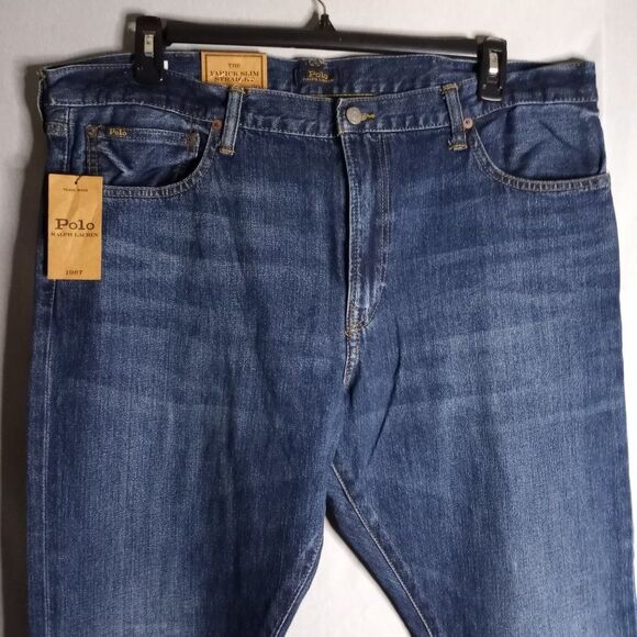 Polo Ralph Lauren The Varick Slim Straight Leg Men's Dark Wash Jeans 40x20 NWT - Picture 4 of 13